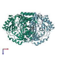 PDB entry 1s0a coloured by chain, top view.