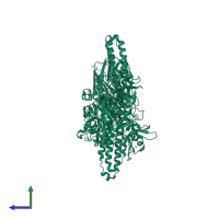 PDB entry 1s0f coloured by chain, side view.