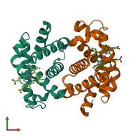 PDB entry 1s0h coloured by chain, front view.