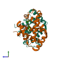 PDB entry 1s0h coloured by chain, side view.