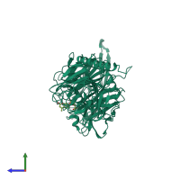PDB entry 1s0j coloured by chain, side view.