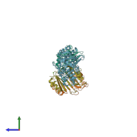 PDB entry 1s0w coloured by chain, side view.
