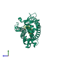 PDB entry 1s0z coloured by chain, side view.