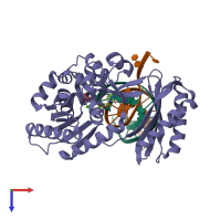 PDB entry 1s10 coloured by chain, top view.