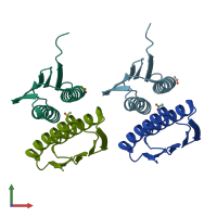PDB entry 1s12 coloured by chain, front view.