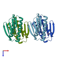 PDB entry 1s12 coloured by chain, top view.