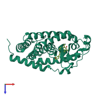 PDB entry 1s19 coloured by chain, top view.