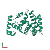 PDB entry 1s1e coloured by chain, front view.