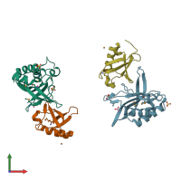 PDB entry 1s1q coloured by chain, front view.