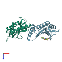 PDB entry 1s1s coloured by chain, top view.