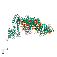 PDB entry 1s1w coloured by chain, top view.