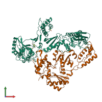 PDB entry 1s1x coloured by chain, front view.