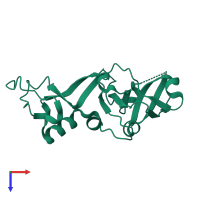 PDB entry 1s21 coloured by chain, top view.