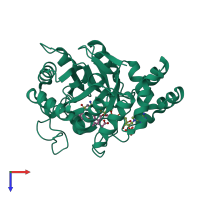 PDB entry 1s2a coloured by chain, top view.