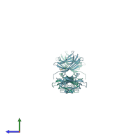 PDB entry 1s2e coloured by chain, side view.