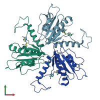 PDB entry 1s2g coloured by chain, front view.