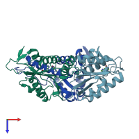 PDB entry 1s2i coloured by chain, top view.