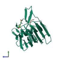 PDB entry 1s2k coloured by chain, side view.