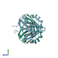 PDB entry 1s2p coloured by chain, side view.