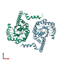 PDB entry 1s2u coloured by chain, front view.