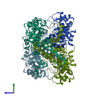 PDB entry 1s2v coloured by chain, side view.