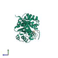 PDB entry 1s2w coloured by chain, side view.