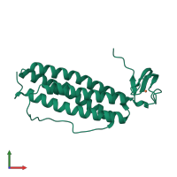 PDB entry 1s30 coloured by chain, front view.