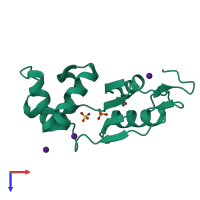 PDB entry 1s3c coloured by chain, top view.