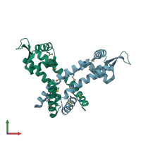 PDB entry 1s3j coloured by chain, front view.
