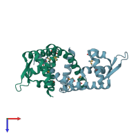 PDB entry 1s3j coloured by chain, top view.