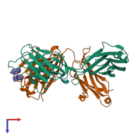 PDB entry 1s3k coloured by chain, top view.