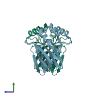 PDB entry 1s3m coloured by chain, side view.