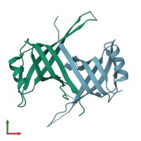 PDB entry 1s3o coloured by chain, front view.