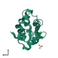 PDB entry 1s3p coloured by chain, side view.