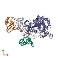 PDB entry 1s3t coloured by chain, front view.