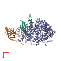 PDB entry 1s3t coloured by chain, top view.