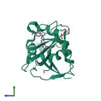 PDB entry 1s3v coloured by chain, side view.