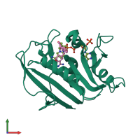 PDB entry 1s3w coloured by chain, front view.