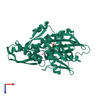 PDB entry 1s3x coloured by chain, top view.