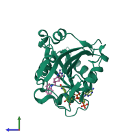 PDB entry 1s3y coloured by chain, side view.