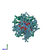 PDB entry 1s4a coloured by chain, ensemble of 5 models, side view.