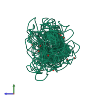 PDB entry 1s4g coloured by chain, ensemble of 20 models, side view.