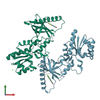 PDB entry 1s4m coloured by chain, front view.