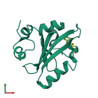 PDB entry 1s4r coloured by chain, front view.