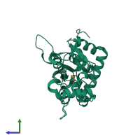 PDB entry 1s50 coloured by chain, side view.
