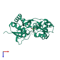 PDB entry 1s50 coloured by chain, top view.