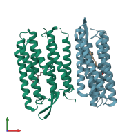 PDB entry 1s51 coloured by chain, front view.