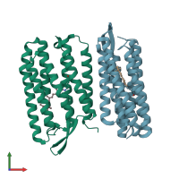 PDB entry 1s54 coloured by chain, front view.