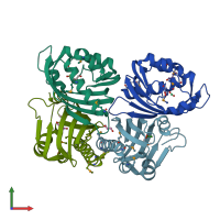 PDB entry 1s5a coloured by chain, front view.