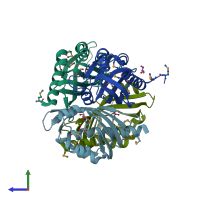 PDB entry 1s5a coloured by chain, side view.